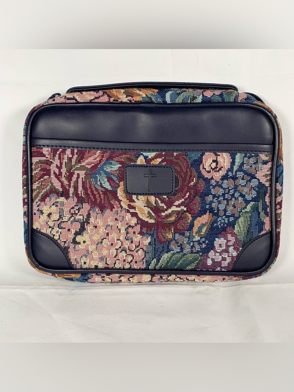 Vintage Bible Cover Floral Needlepoint Tapestry Organizer Case